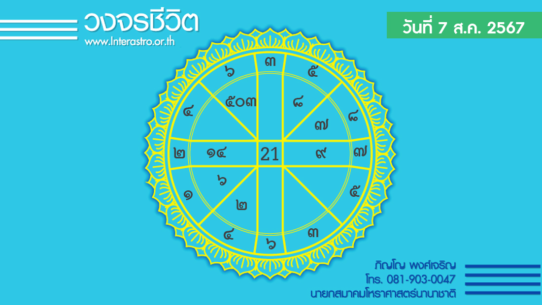 เช็กดวงประจำวันที่ 7 ส.ค. 67 ราศีที่ดาวศรีสถิต "มีน" ราศีที่ดาวกาลีสถิต "พฤษภ" | เดลินิวส์