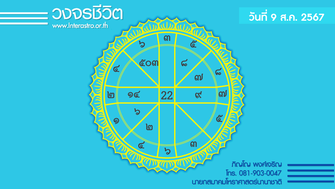 เช็กดวงประจำวันที่ 9 ส.ค. 67 ราศีที่ดาวศรีสถิต "พฤษภ" ราศีที่ดาวกาลีสถิต "มีน" | เดลินิวส์