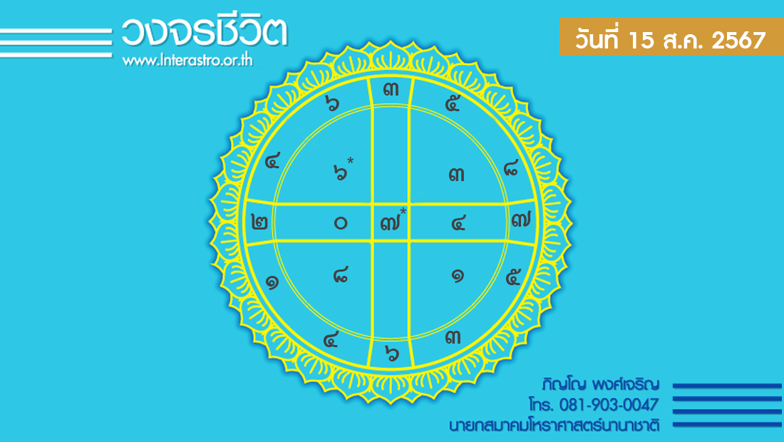 เช็กดวงประจำวันที่ 15 ส.ค. 67 ราศีที่ดาวศรีสถิต "กรกฎ" ราศีที่ดาวกาลีสถิต "กุมภ์" | เดลินิวส์