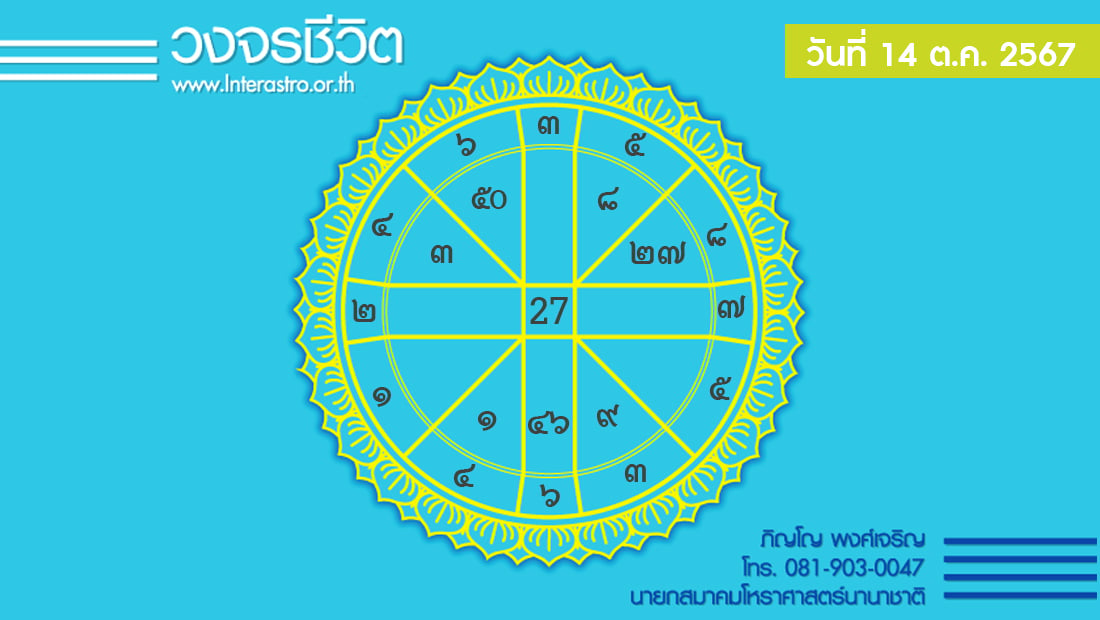 เช็กดวงประจำวันที่ 14 ต.ค. 67 ราศีที่ดาวศรีสถิต “กุมภ์” ราศีที่ดาวกาลีสถิต “สิงห์” | เดลินิวส์